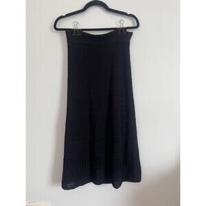 Aritzia Wilfred Skirt Women M‎ Black Knit Crochet Textured Midi Boho